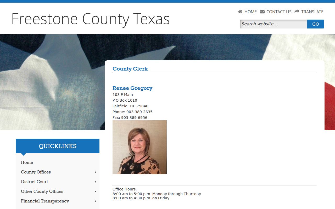 Freestone County warrant search records route through County Clerk offices